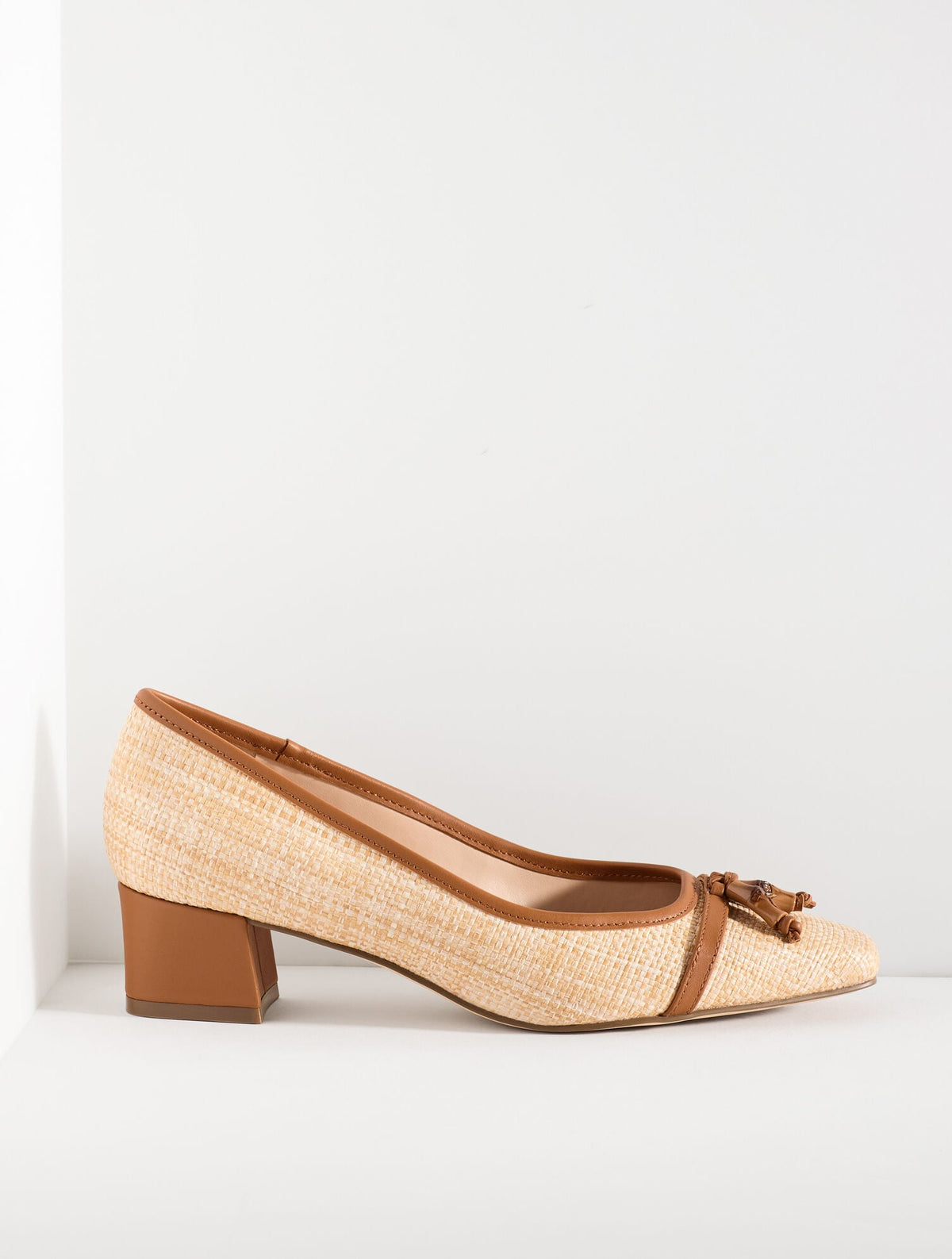 SIENNA BAMBOO RAFFIA BLOCK HEEL PUMPS | Talbots