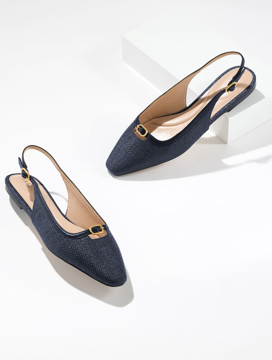 WHITLEY SHIMMER RAFFIA SLINGBACK FLATS | Talbots