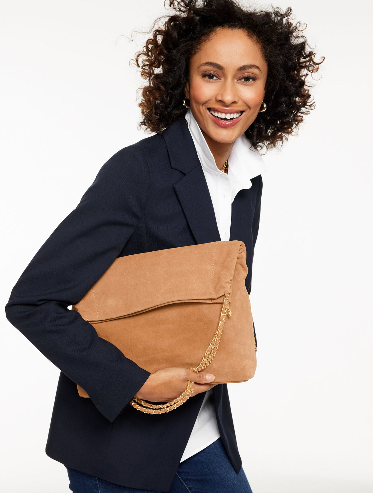 SUEDE CHAIN TOTE | Talbots