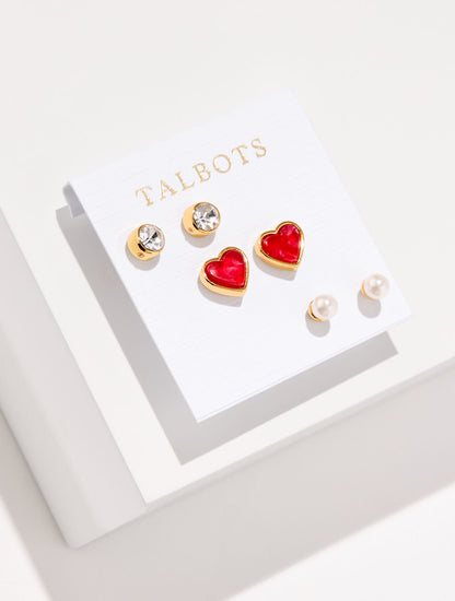 ROMANTIC HEARTS STUD EARRING SET | Talbots