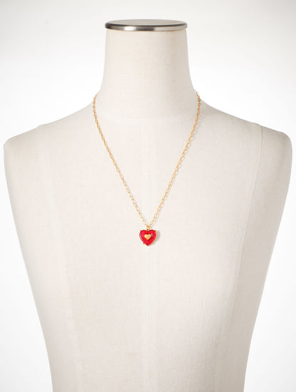RED VELVET HEART PENDANT NECKLACE | Talbots