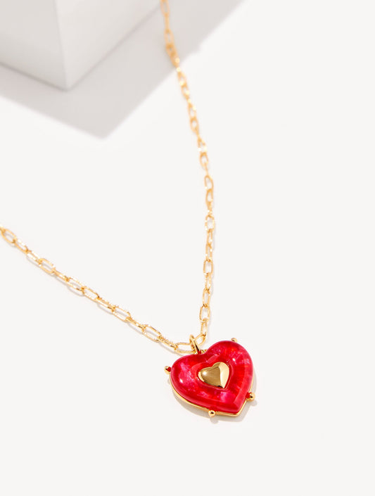 RED VELVET HEART PENDANT NECKLACE | Talbots