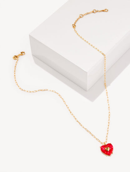 RED VELVET HEART PENDANT NECKLACE | Talbots