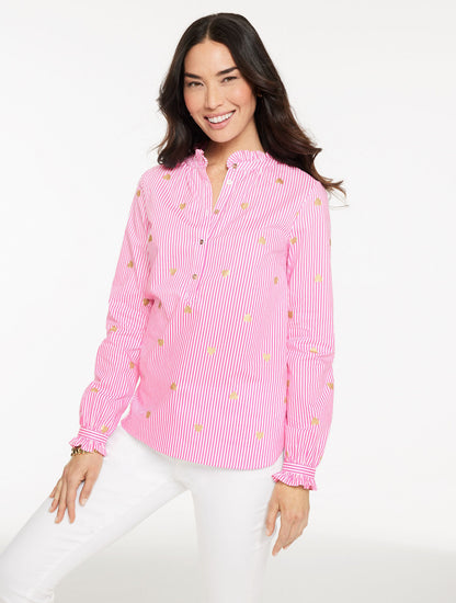 HEART STRIPE POPLIN TOP | Talbots