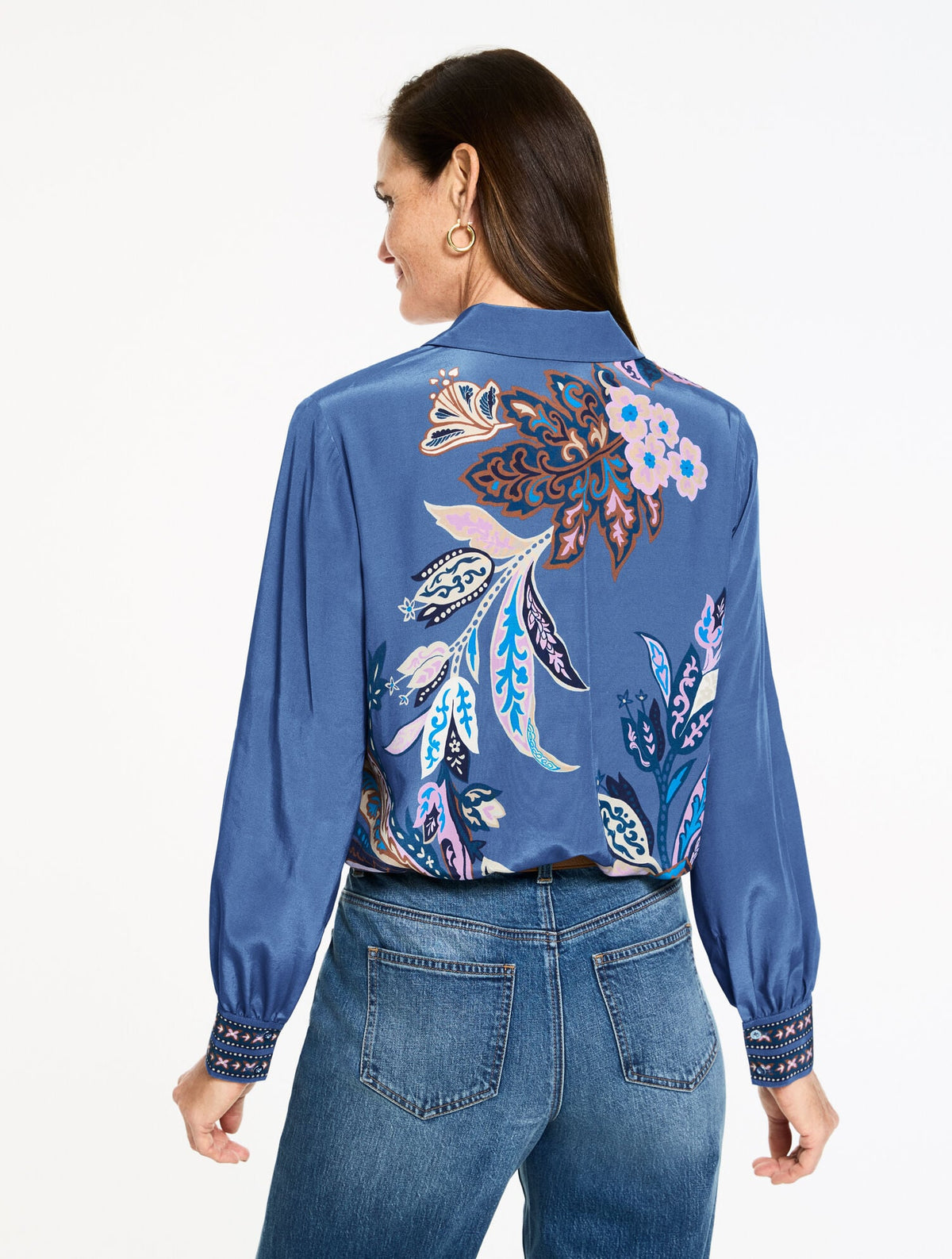 BUTTON FRONT SOFT SHIRT - INTRICATE JACOBEAN | Talbots