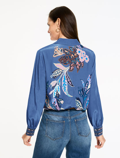 BUTTON FRONT SOFT SHIRT - INTRICATE JACOBEAN | Talbots