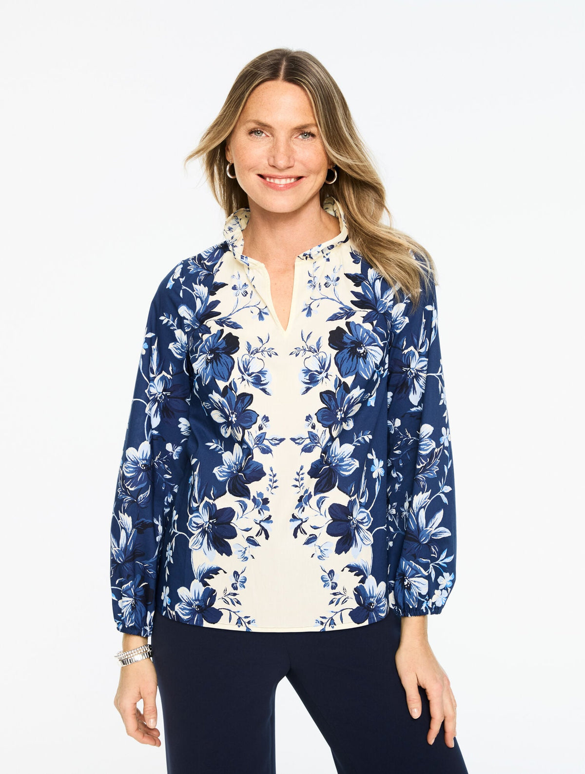 EXQUISITE BLOOMS POPLIN TOP | Talbots