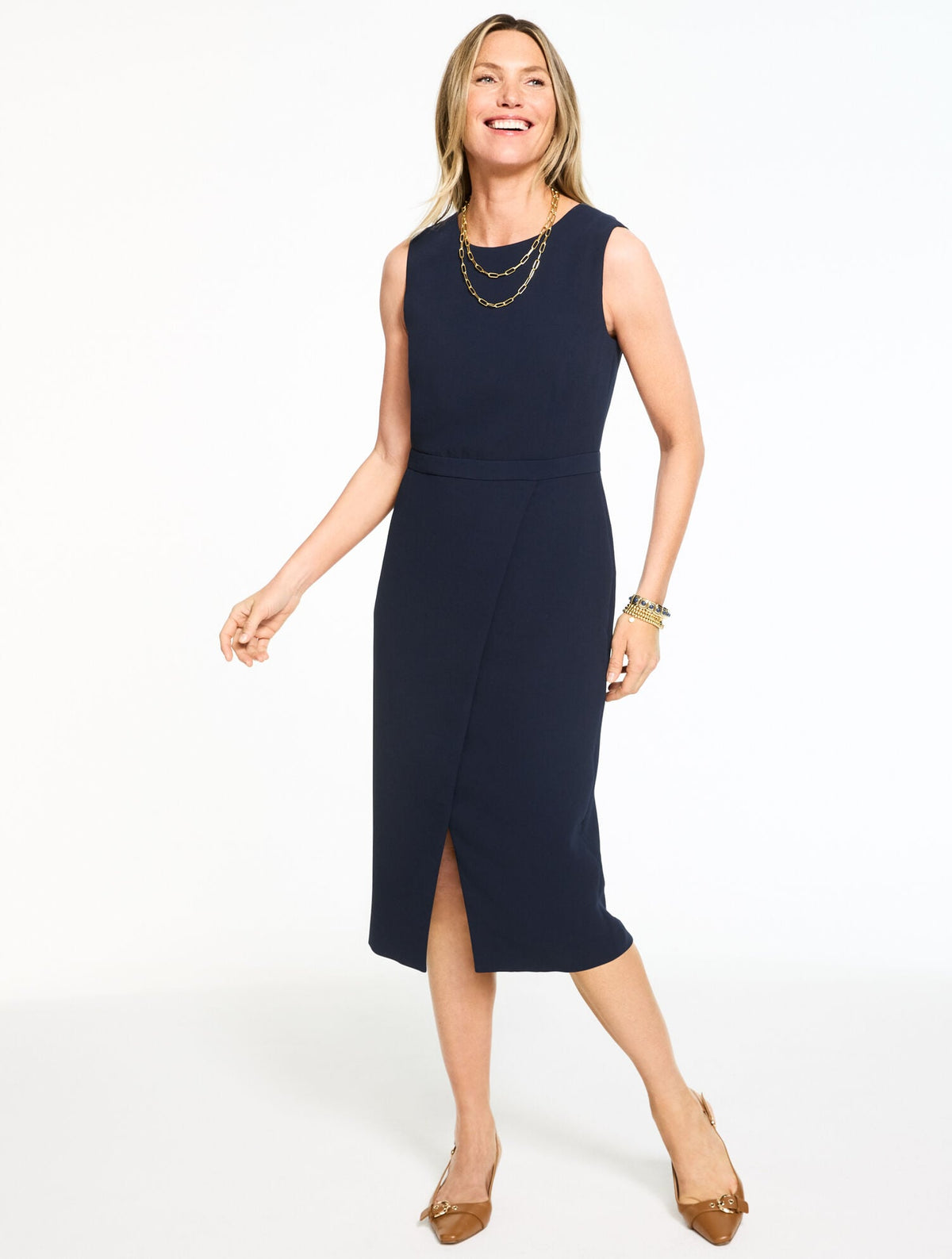 POLISHED CREPE SHEATH DRESS | Talbots