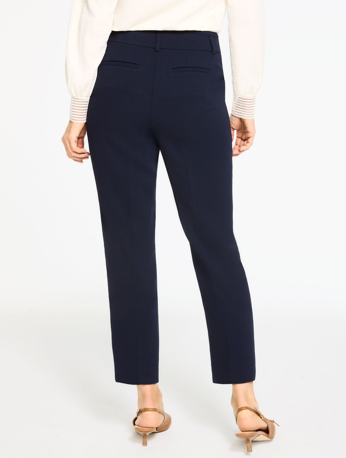 TAPERED ANKLE POLISHED CREPE PANTS | Talbots