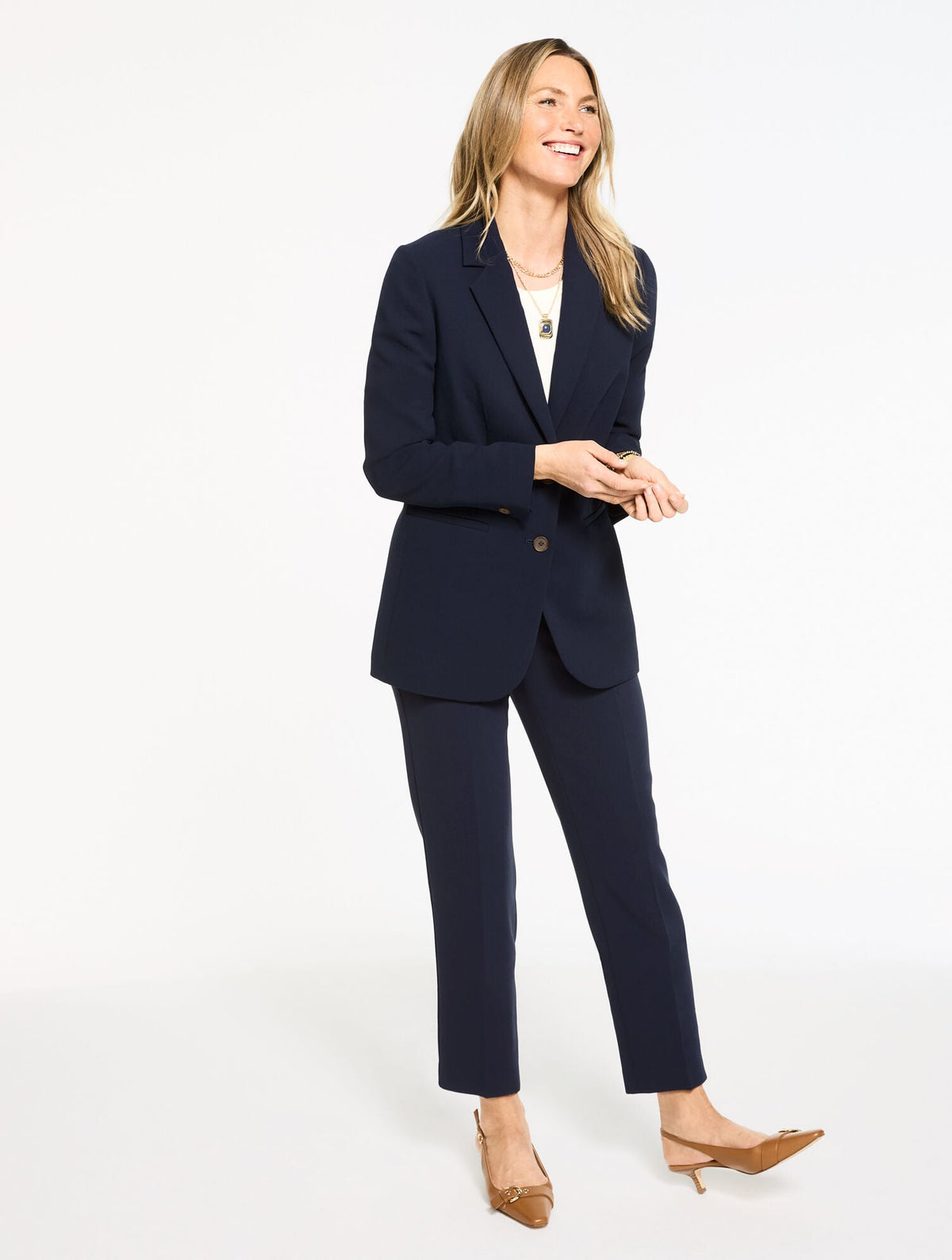 TAPERED ANKLE POLISHED CREPE PANTS | Talbots