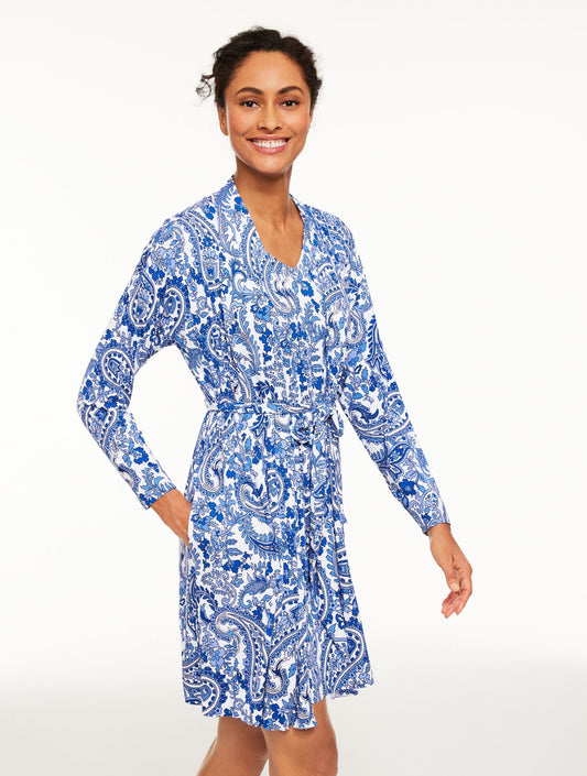 TALBOTS X SOMA COOL NIGHTS SHORT ROBE - ALLYAH PAISLEY | Talbots
