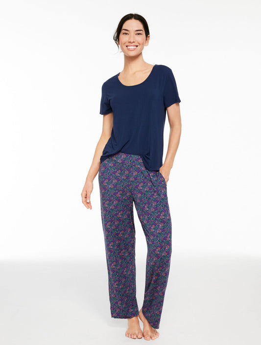 TALBOTS X SOMA COOL NIGHTS SHORT SLEEVE TEE & PANT PAJAMA SET - DITSY FLOWERS | Talbots