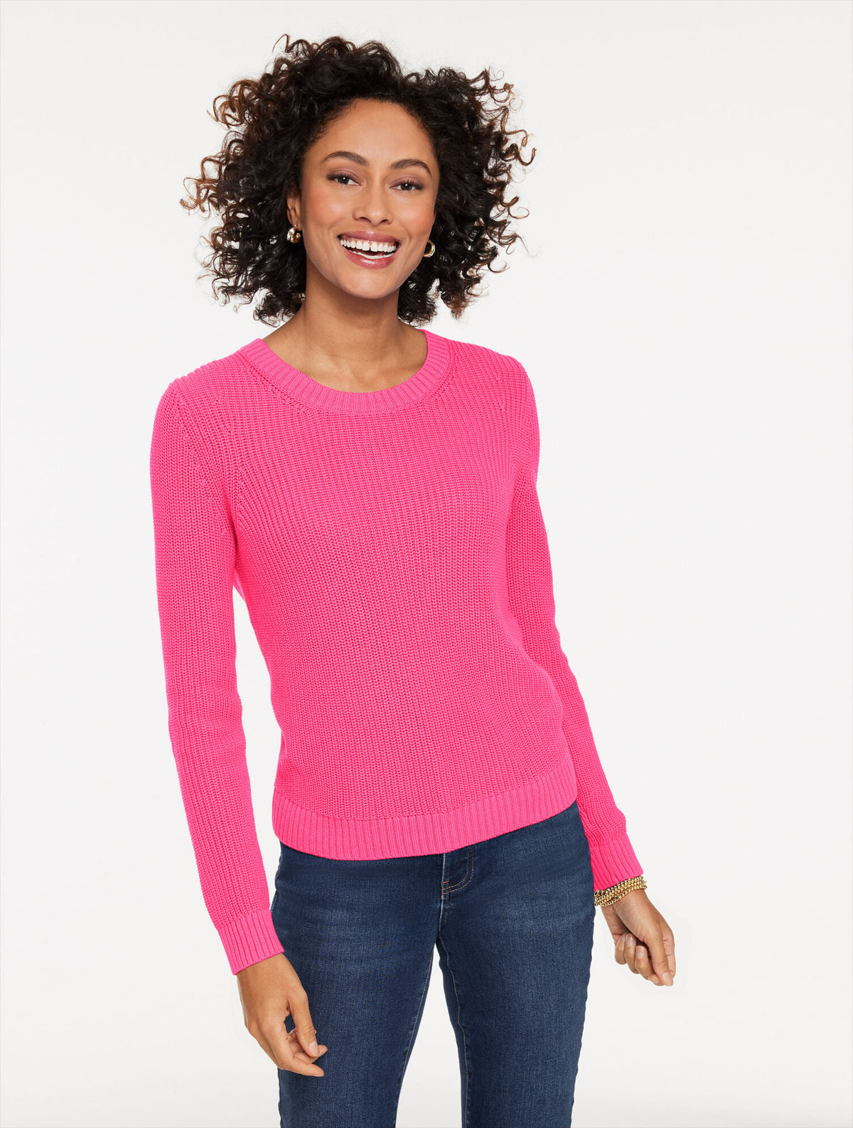 SHAKER STITCH CREWNECK SWEATER | Talbots