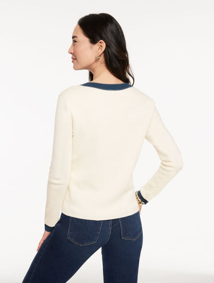 DENIM TRIM CARDIGAN | Talbots