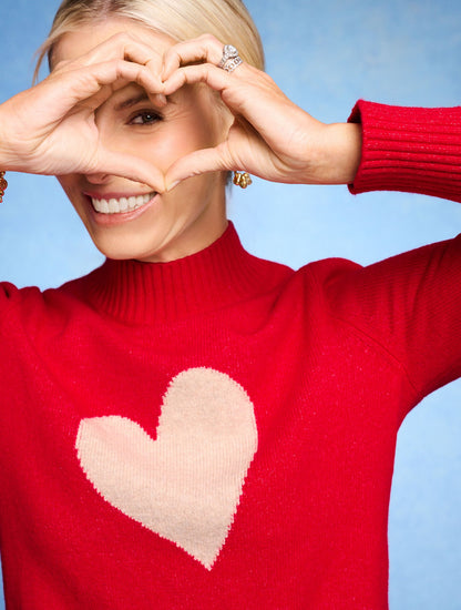MOCKNECK PULLOVER - INTARSIA HEART | Talbots