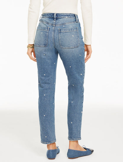 SLIM STRAIGHT ANKLE JEANS - TOSSED HEARTS | Talbots