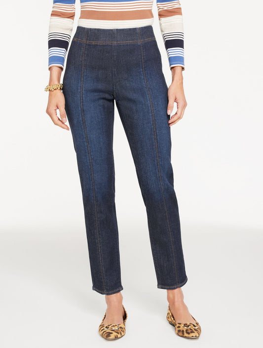 SLIM ANKLE PULL-ON TRAVEL JEANS - ASBURY WASH | Talbots