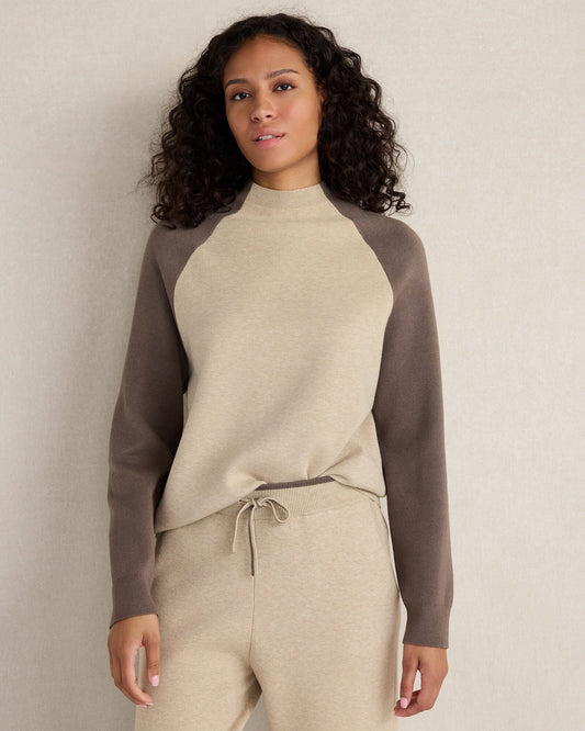 VISCOSE BLEND COLORBLOCK CREWNECK | Talbots