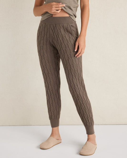 ORGANIC COTTON CASHMERE CABLE JOGGERS | Talbots