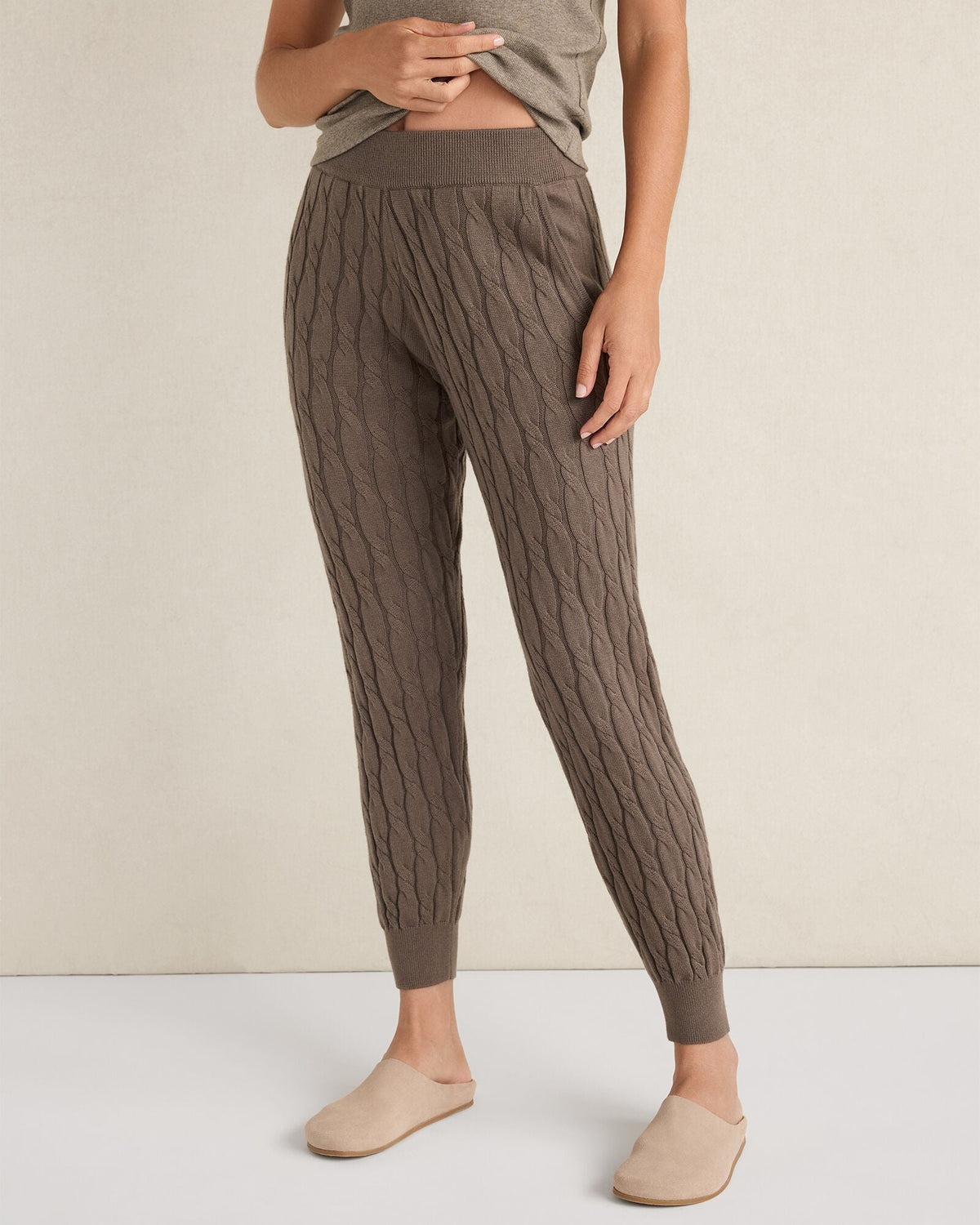 ORGANIC COTTON CASHMERE CABLE JOGGERS | Talbots