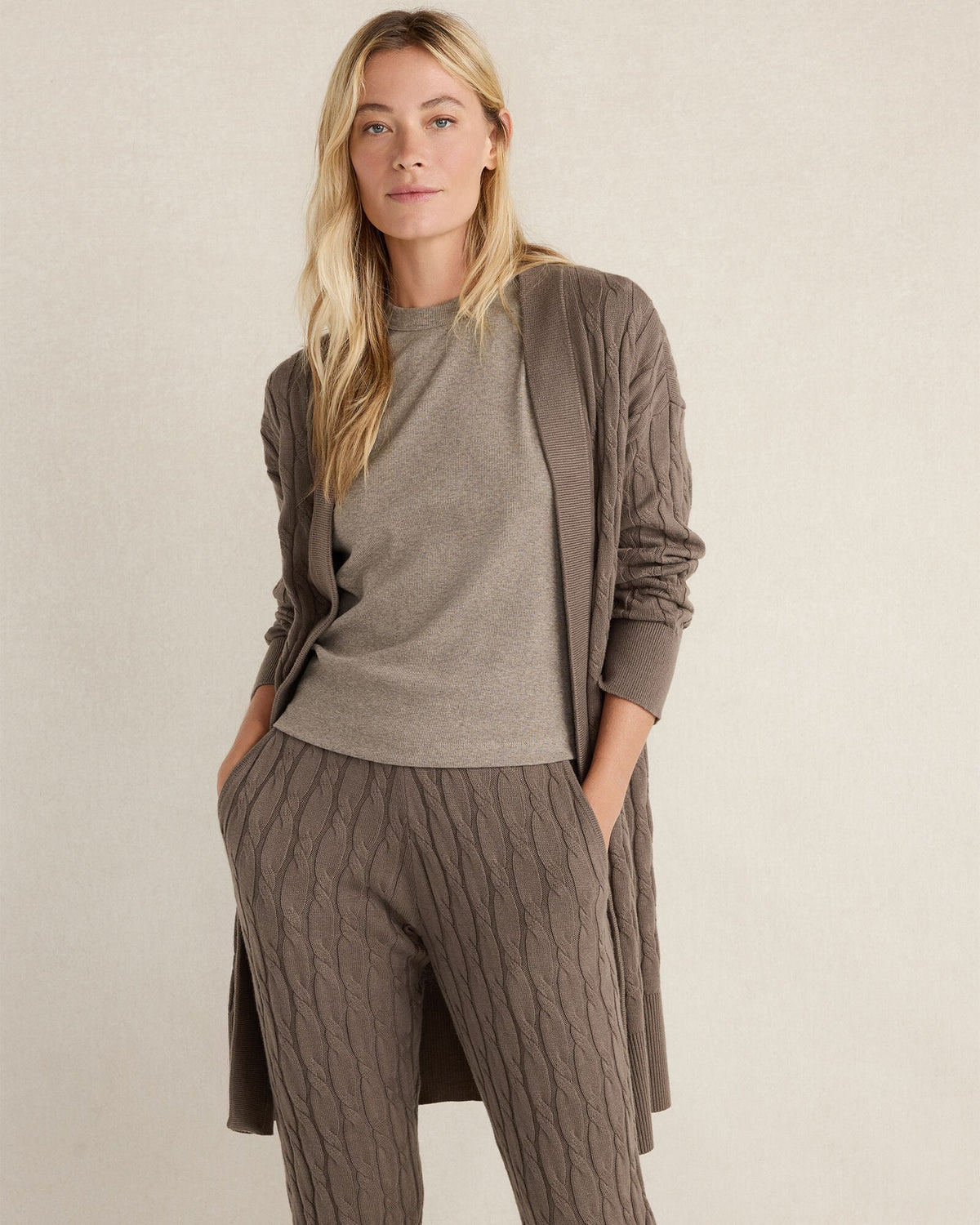 ORGANIC COTTON CASHMERE CABLE CARDIGAN | Talbots
