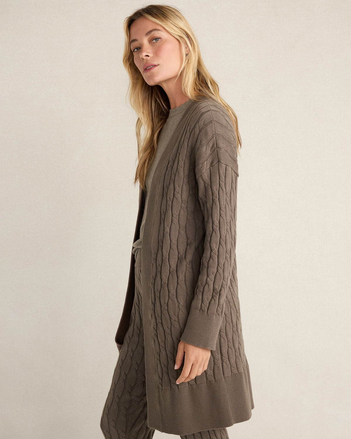 ORGANIC COTTON CASHMERE CABLE CARDIGAN | Talbots