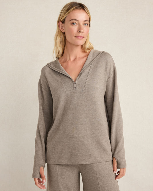 SOFT KNIT HALF-ZIP HOODIE | Talbots