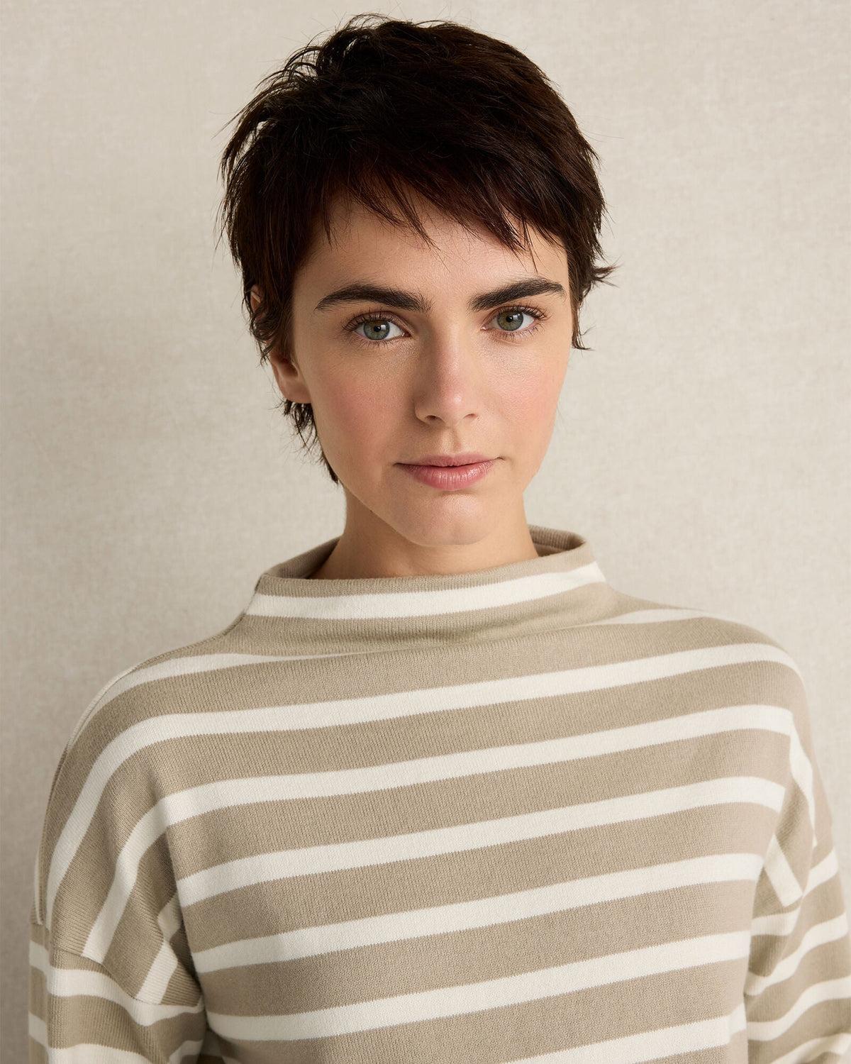 ORGANIC COTTON FUNNEL NECK STRIPED PULLOVER | Talbots