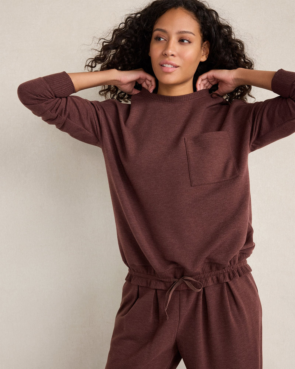 FLEECE CINCHED CREWNECK | Talbots