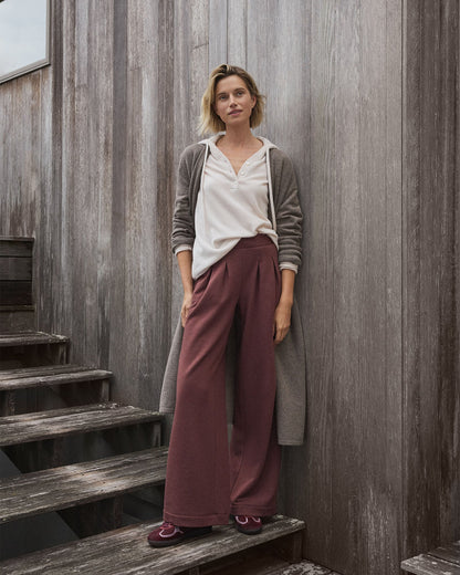 FLEECE PLEATED WIDE LEG PANTS | Talbots