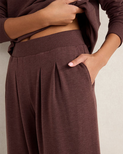 FLEECE PLEATED WIDE LEG PANTS | Talbots