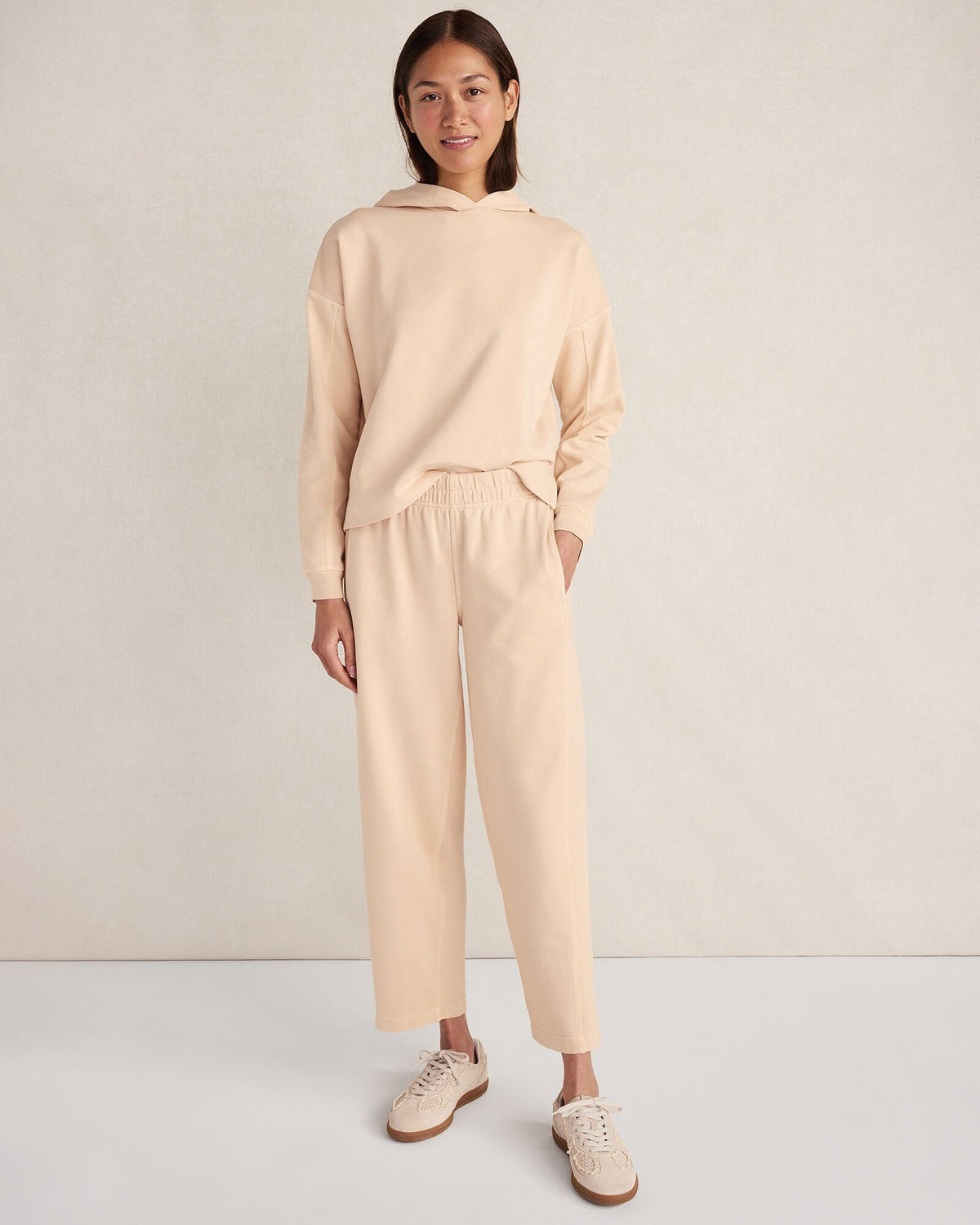 ORGANIC COTTON TERRY BARREL LEG PANTS | Talbots