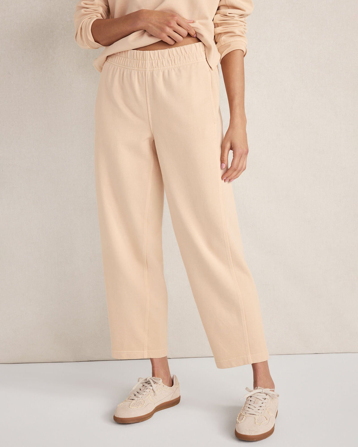 ORGANIC COTTON TERRY BARREL LEG PANTS | Talbots