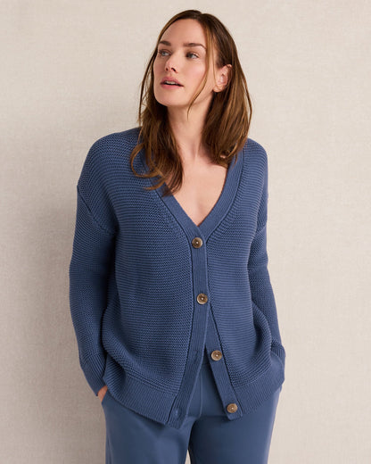 ORGANIC COTTON LINK STITCH CARDIGAN | Talbots