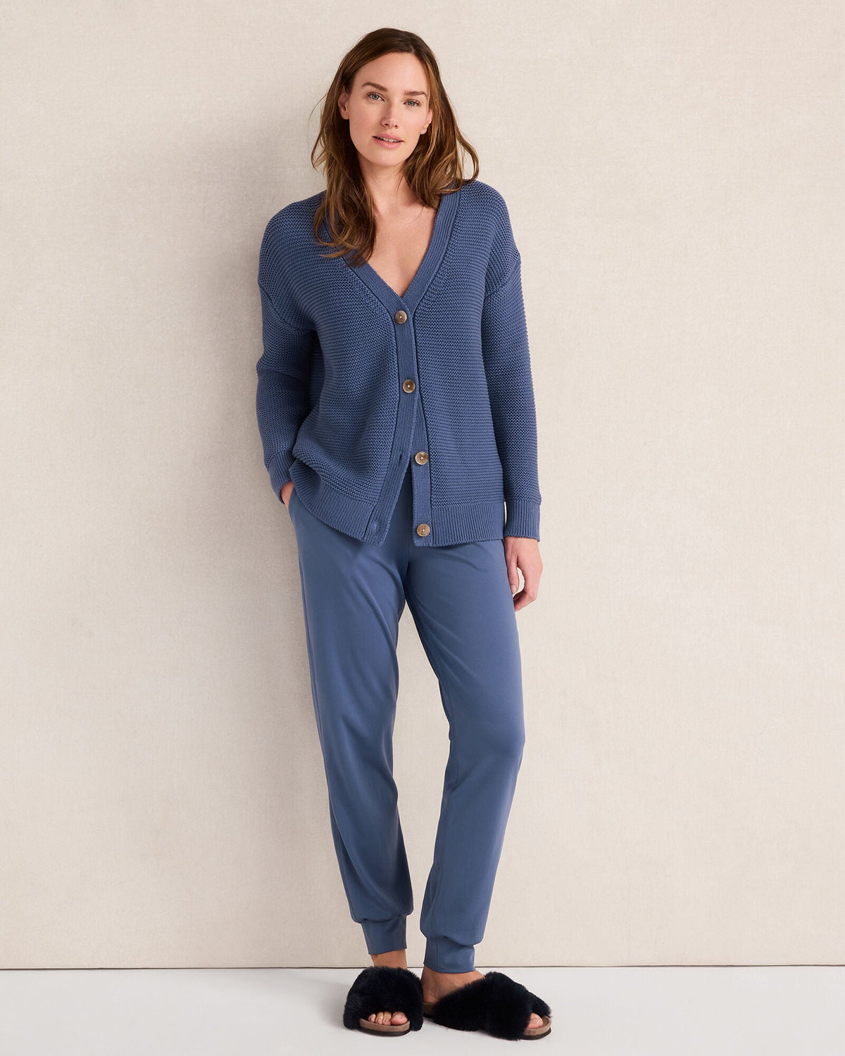 ORGANIC COTTON LINK STITCH CARDIGAN | Talbots