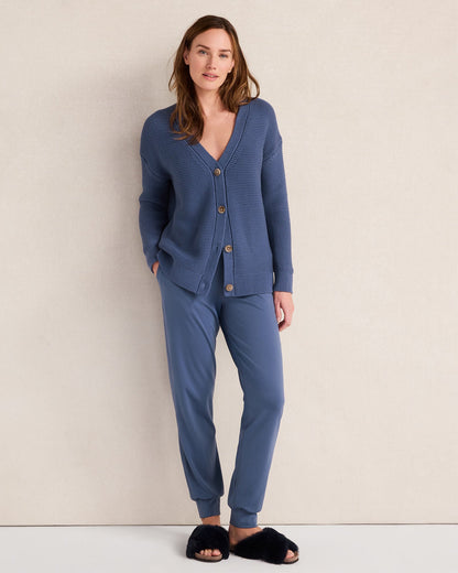 ORGANIC COTTON LINK STITCH CARDIGAN | Talbots
