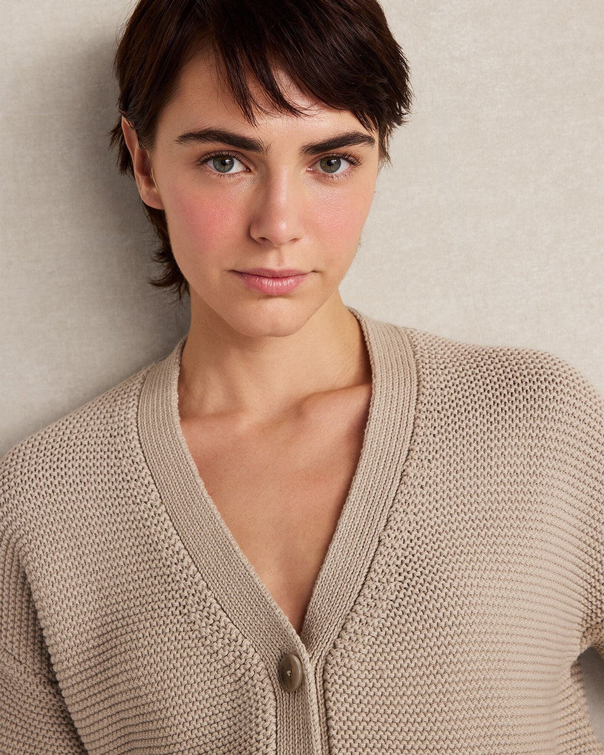 ORGANIC COTTON LINK STITCH CARDIGAN | Talbots