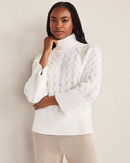 ORGANIC COTTON MOCK NECK SWEATER | Talbots