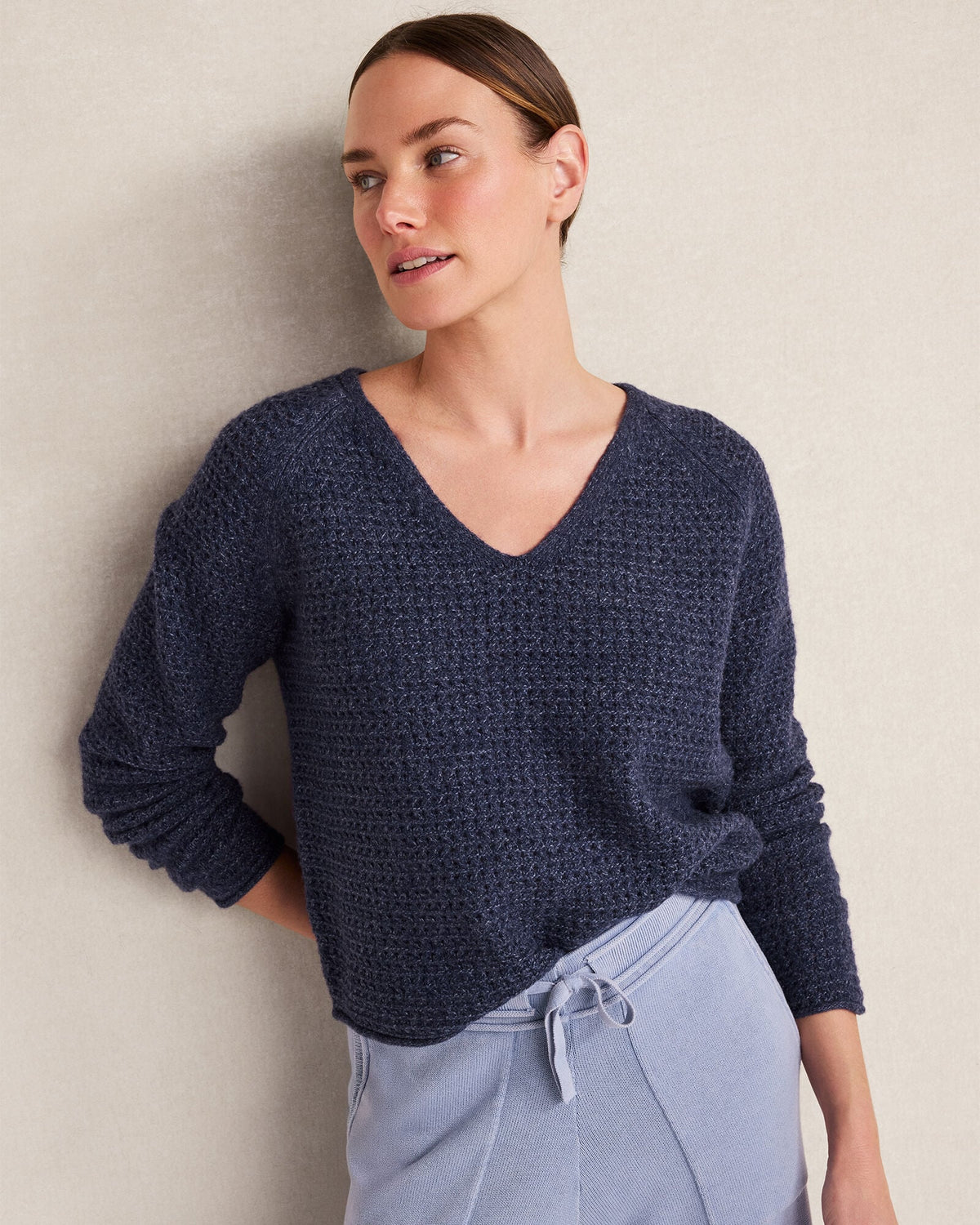 MERINO WOOL BLEND V-NECK SWEATER | Talbots