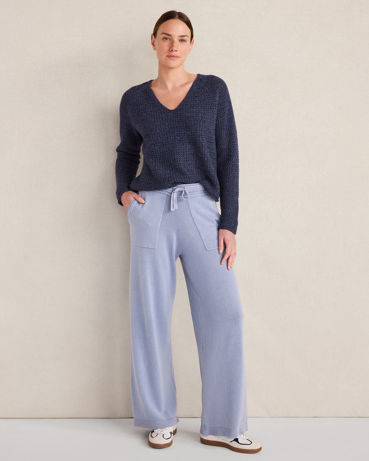 MERINO WOOL BLEND V-NECK SWEATER | Talbots