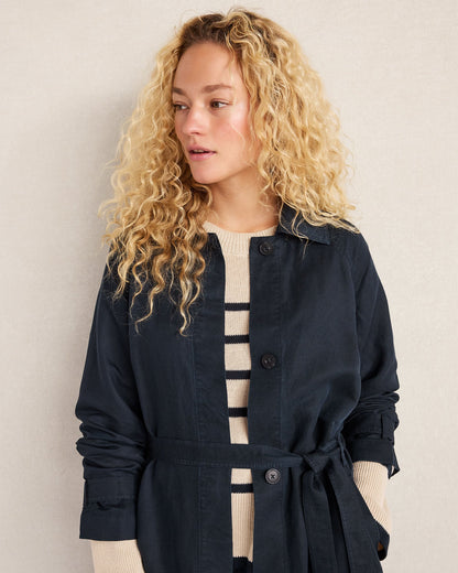LINEN BLEND DOBBY TRENCH COAT | Talbots