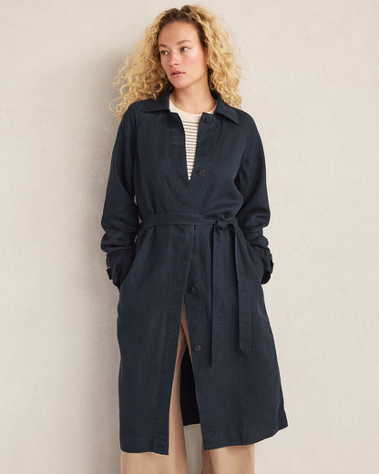 LINEN BLEND DOBBY TRENCH COAT | Talbots
