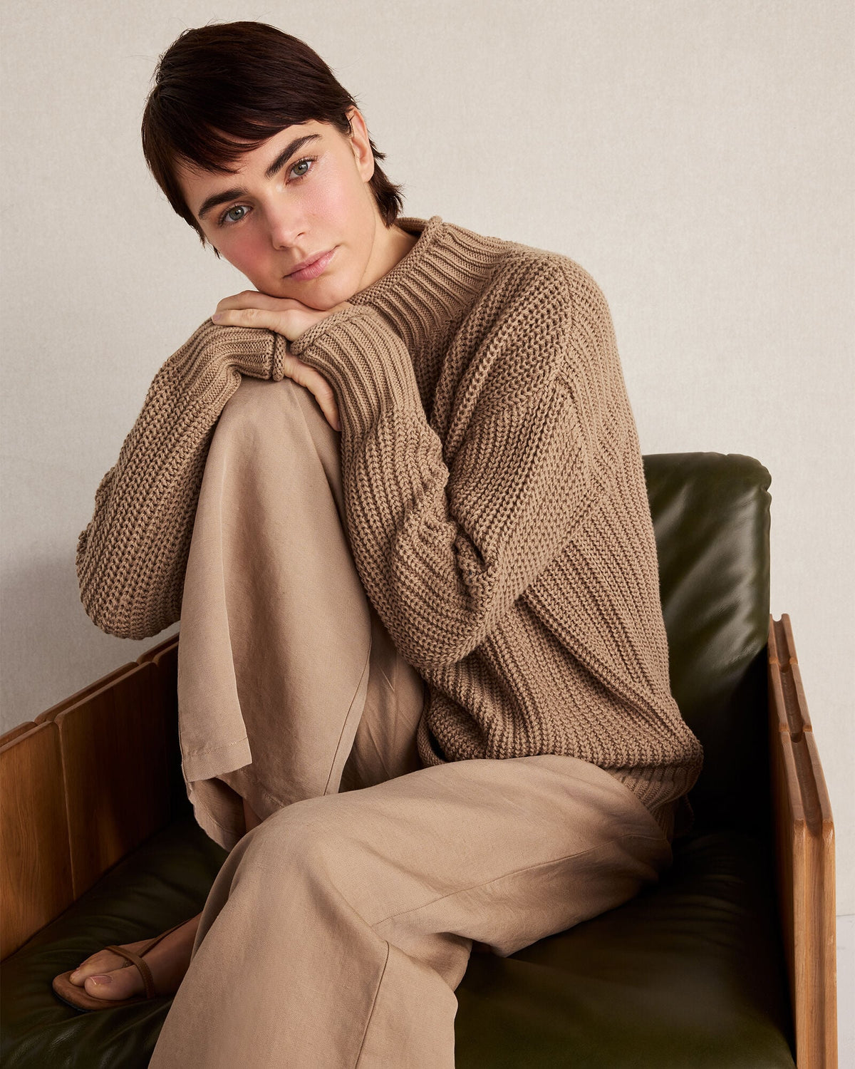 LINEN BLEND DOBBY WIDE LEG PANTS | Talbots