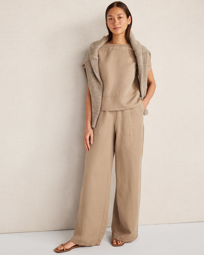 LINEN BLEND DOBBY SHORT SLEEVE TOP | Talbots
