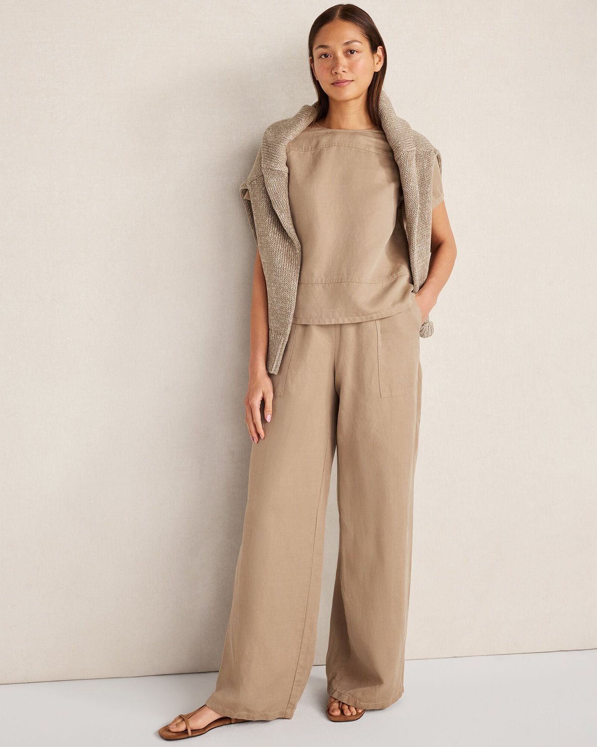LINEN BLEND DOBBY SHORT SLEEVE TOP | Talbots