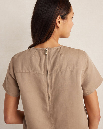 LINEN BLEND DOBBY SHORT SLEEVE TOP | Talbots