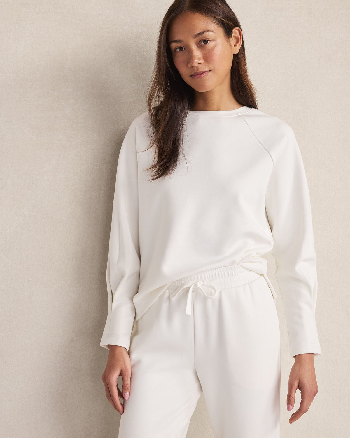 SOFT-BRUSHED FLEECE PLEATED CREWNECK | Talbots