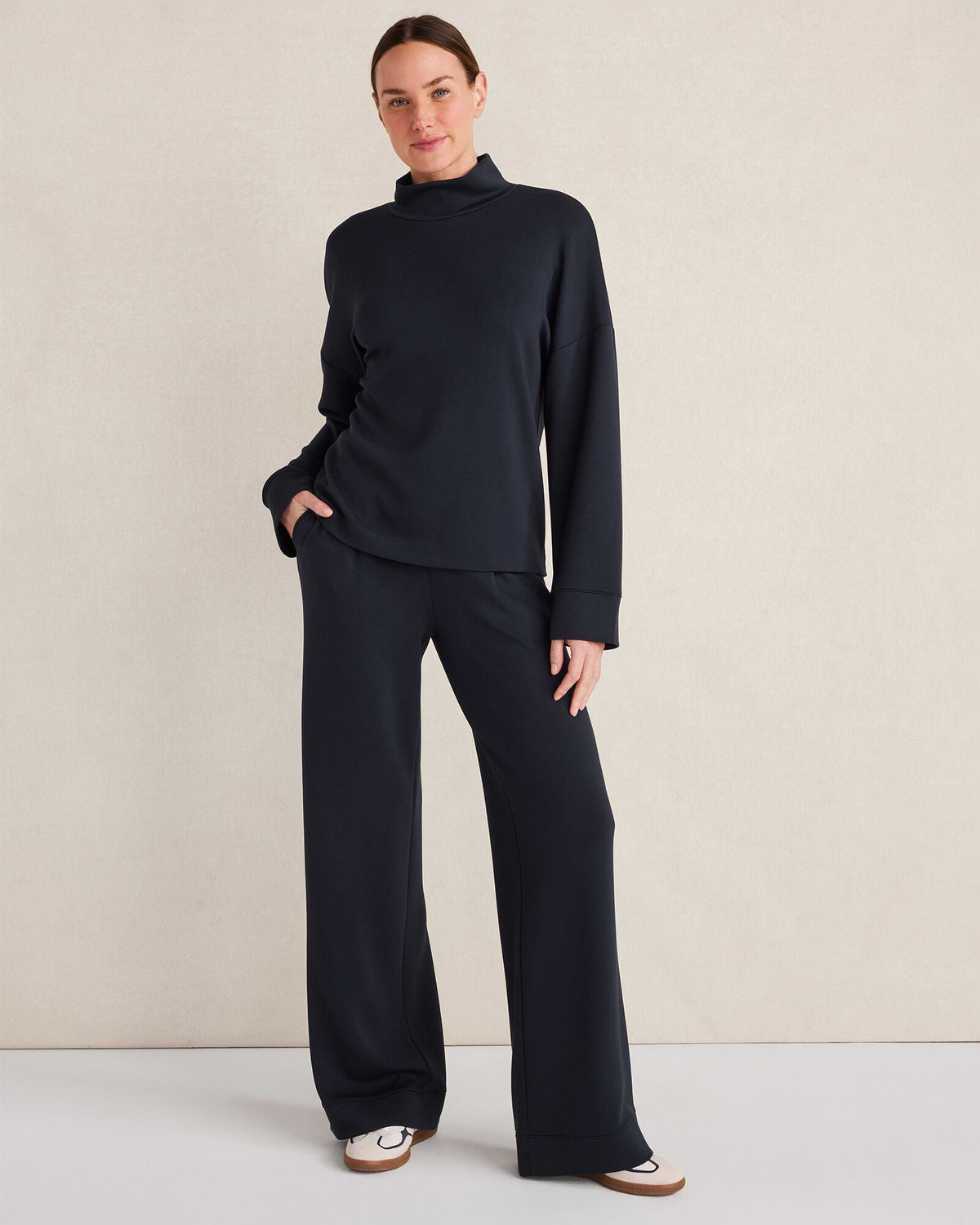 SOFT KNIT WIDE LEG PLEATED PANTS | Talbots