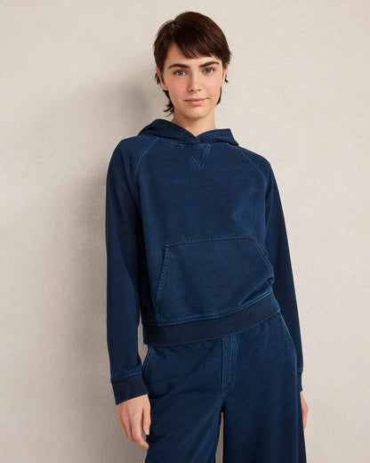 INDIGO COTTON TERRY HOODIE | Talbots