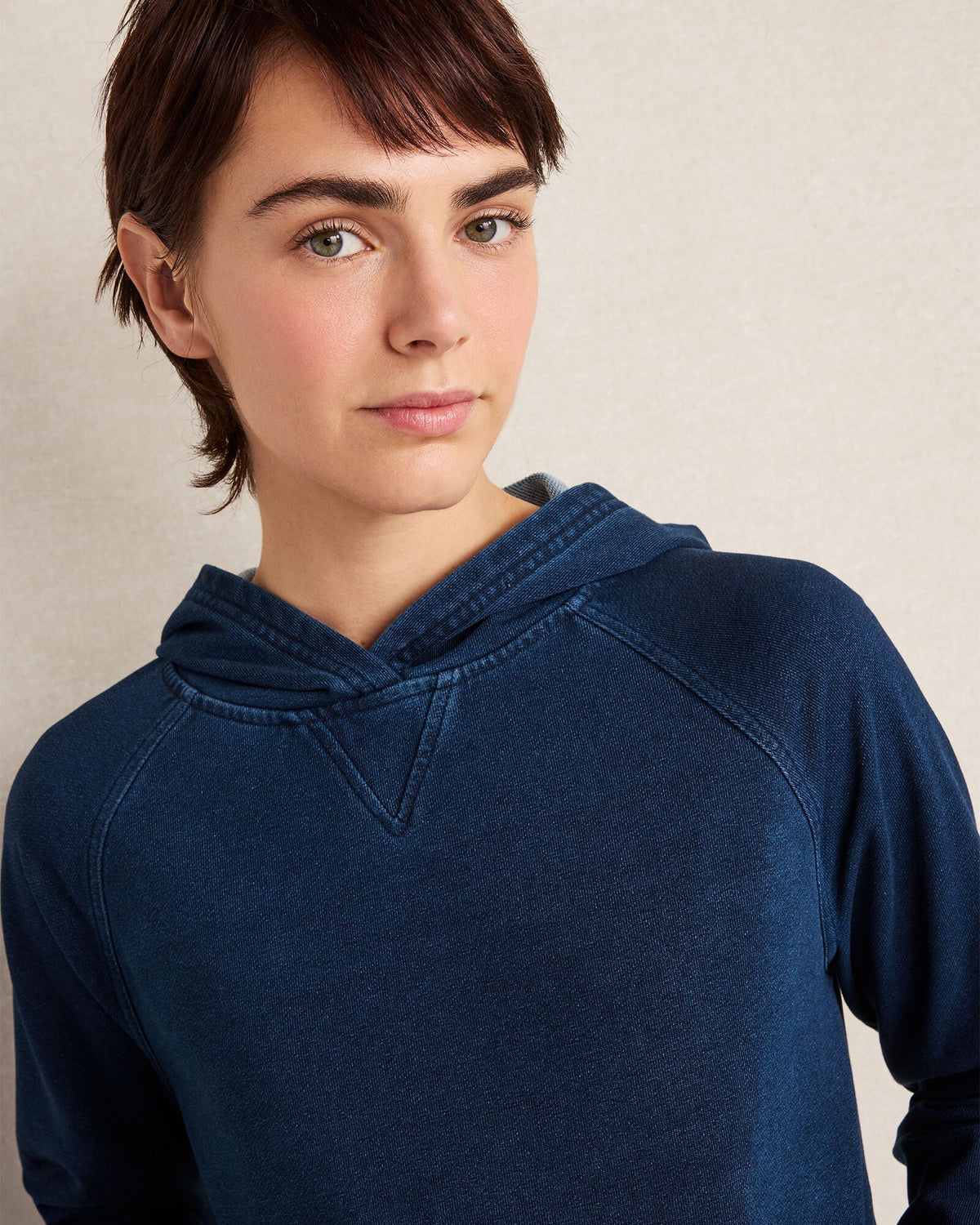 INDIGO COTTON TERRY HOODIE | Talbots